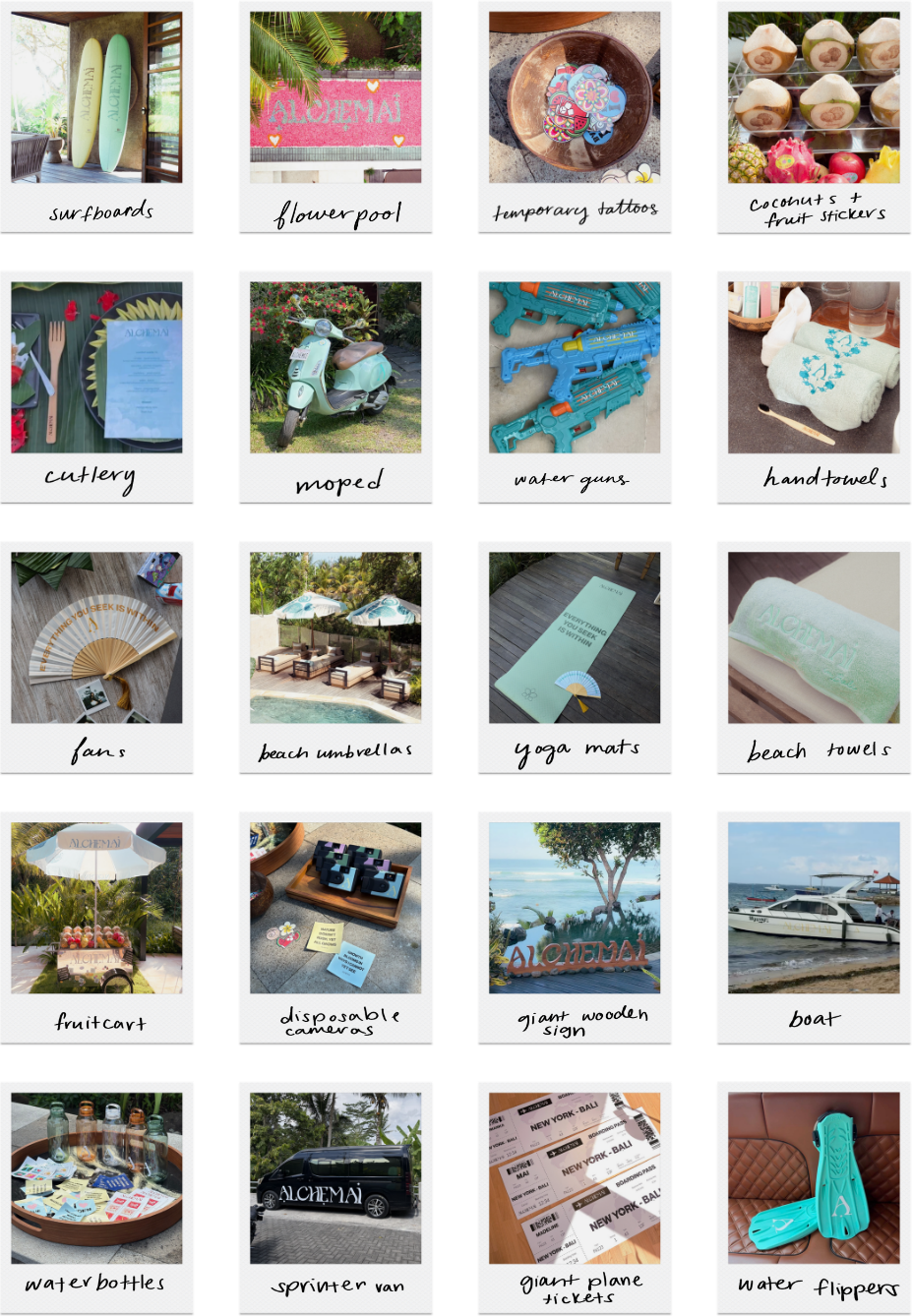 Bali trip polaroid grid